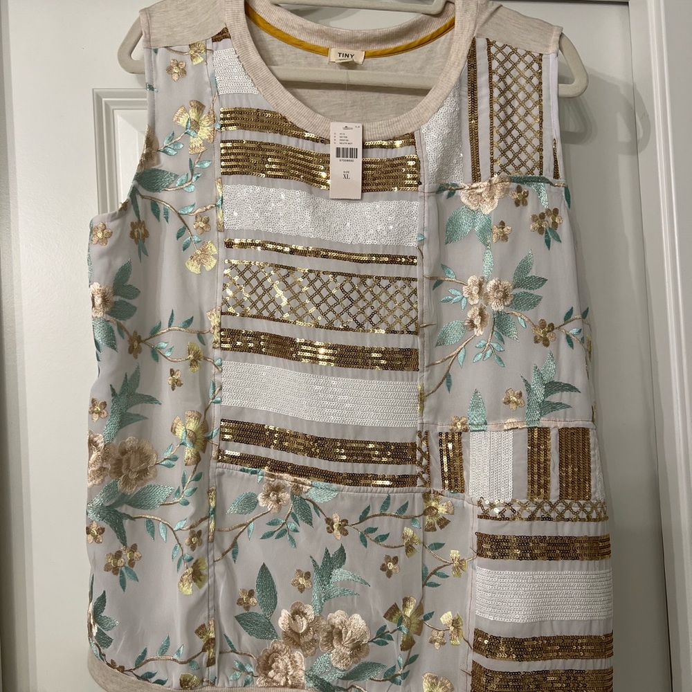 NWT Anthropologie Jessika Sequined Top size Xl